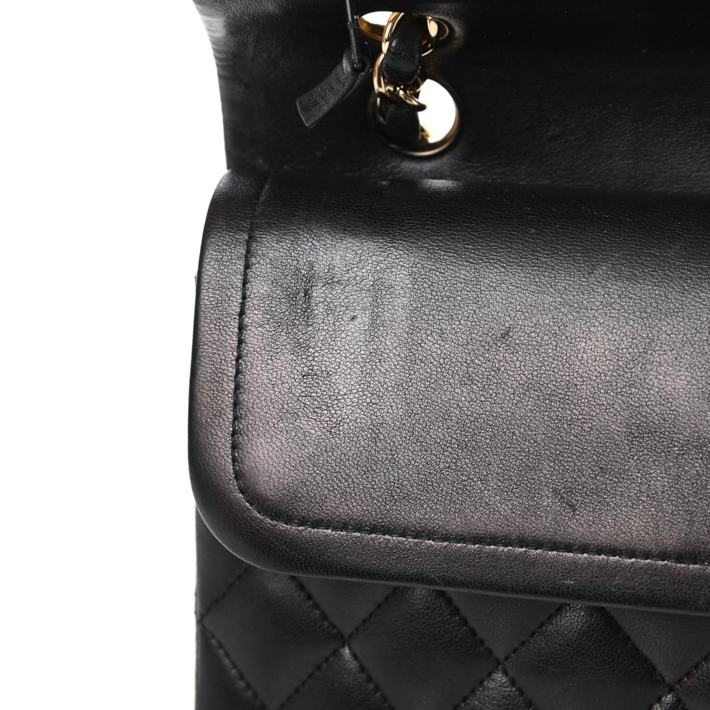 Lambskin Quilted Medium Double Flap Black