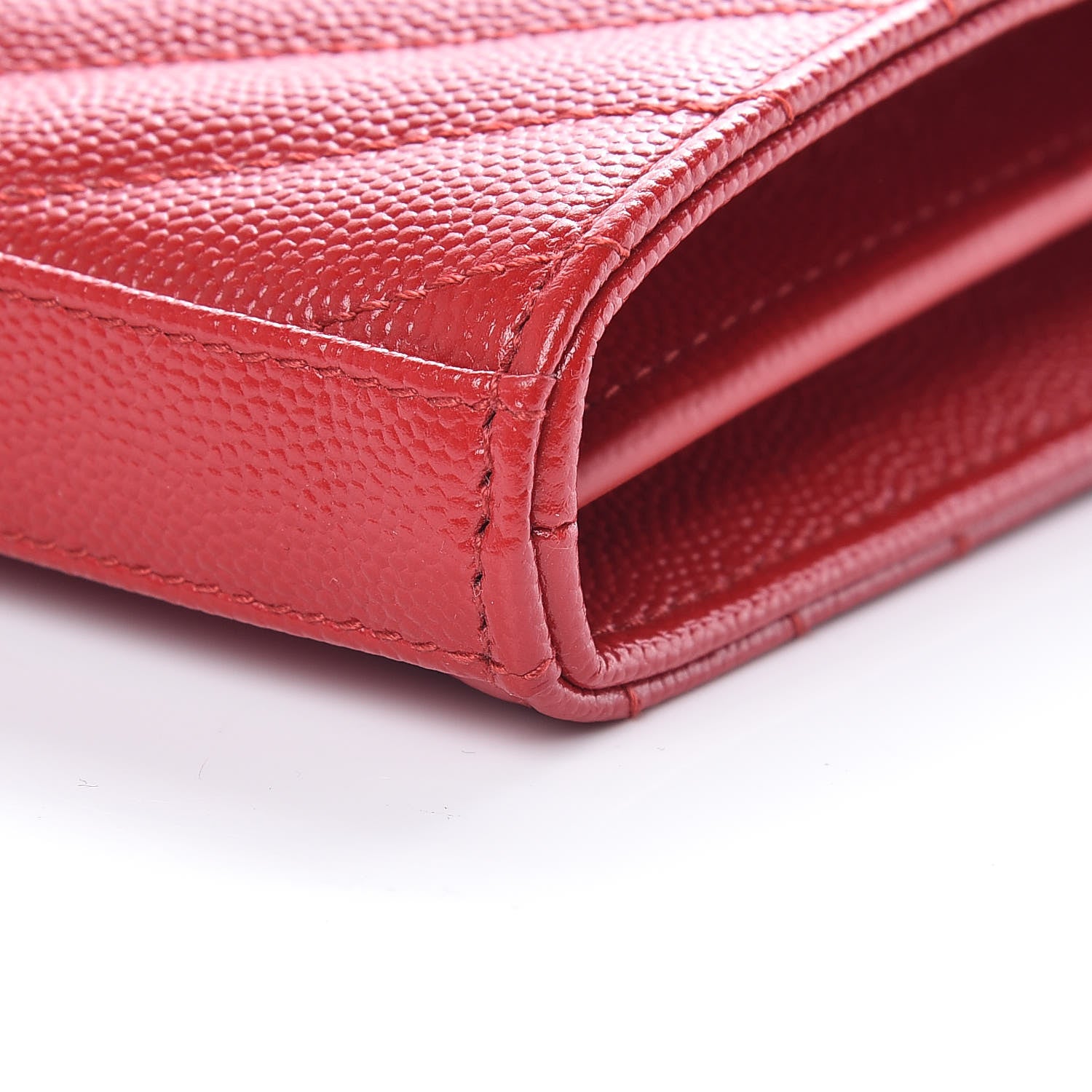 Saint Laurent Grain De Poudre Matelasse Chevron Monogram Chain Wallet Bandana Red 9 of 9