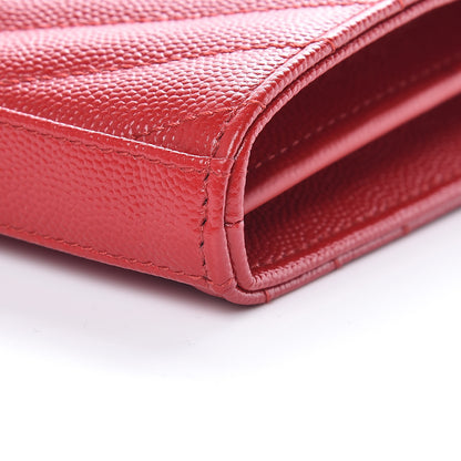 Saint Laurent Grain De Poudre Matelasse Chevron Monogram Chain Wallet Bandana Red 9 of 9