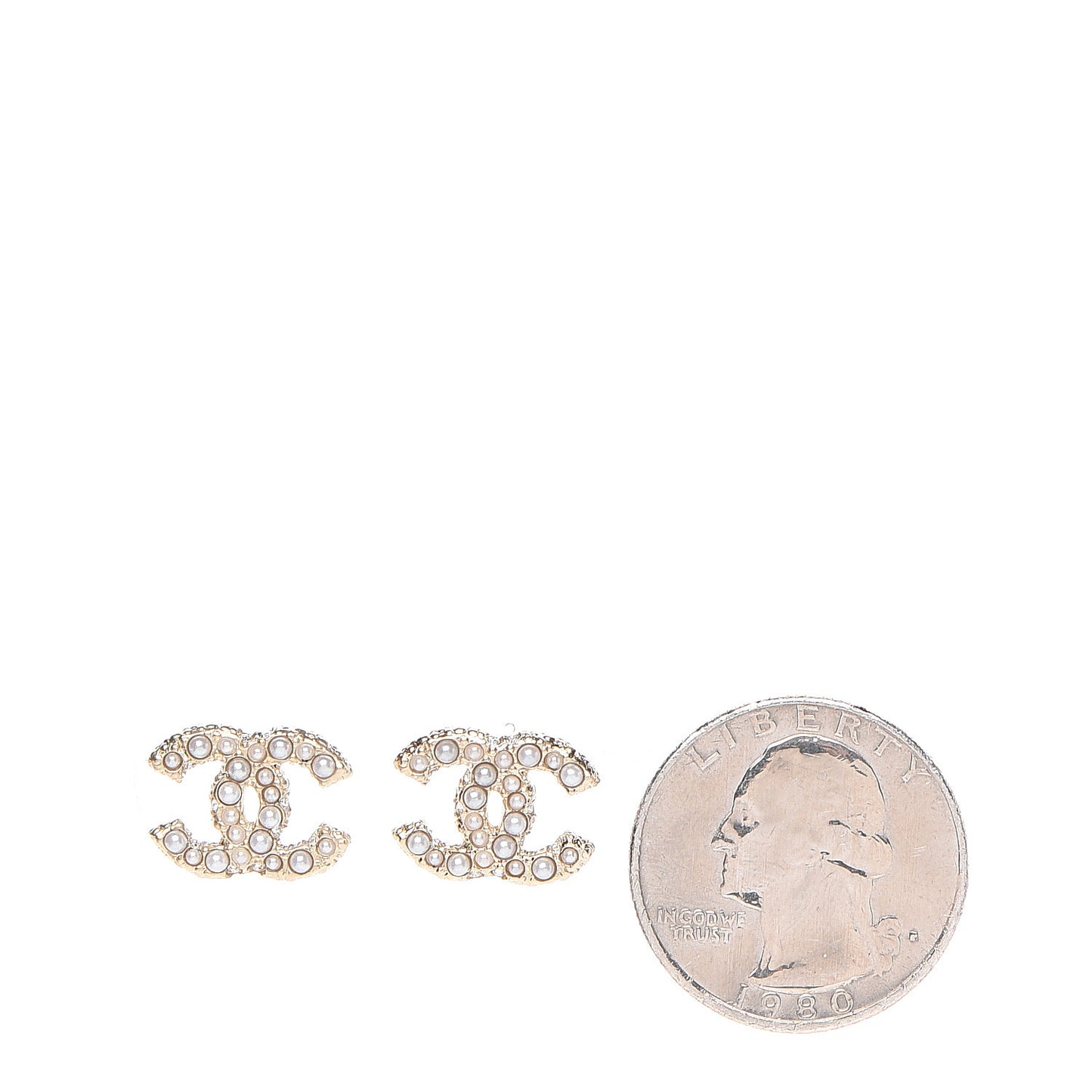 Metal Graduated Pearl Crystal CC Earrings Light Gold