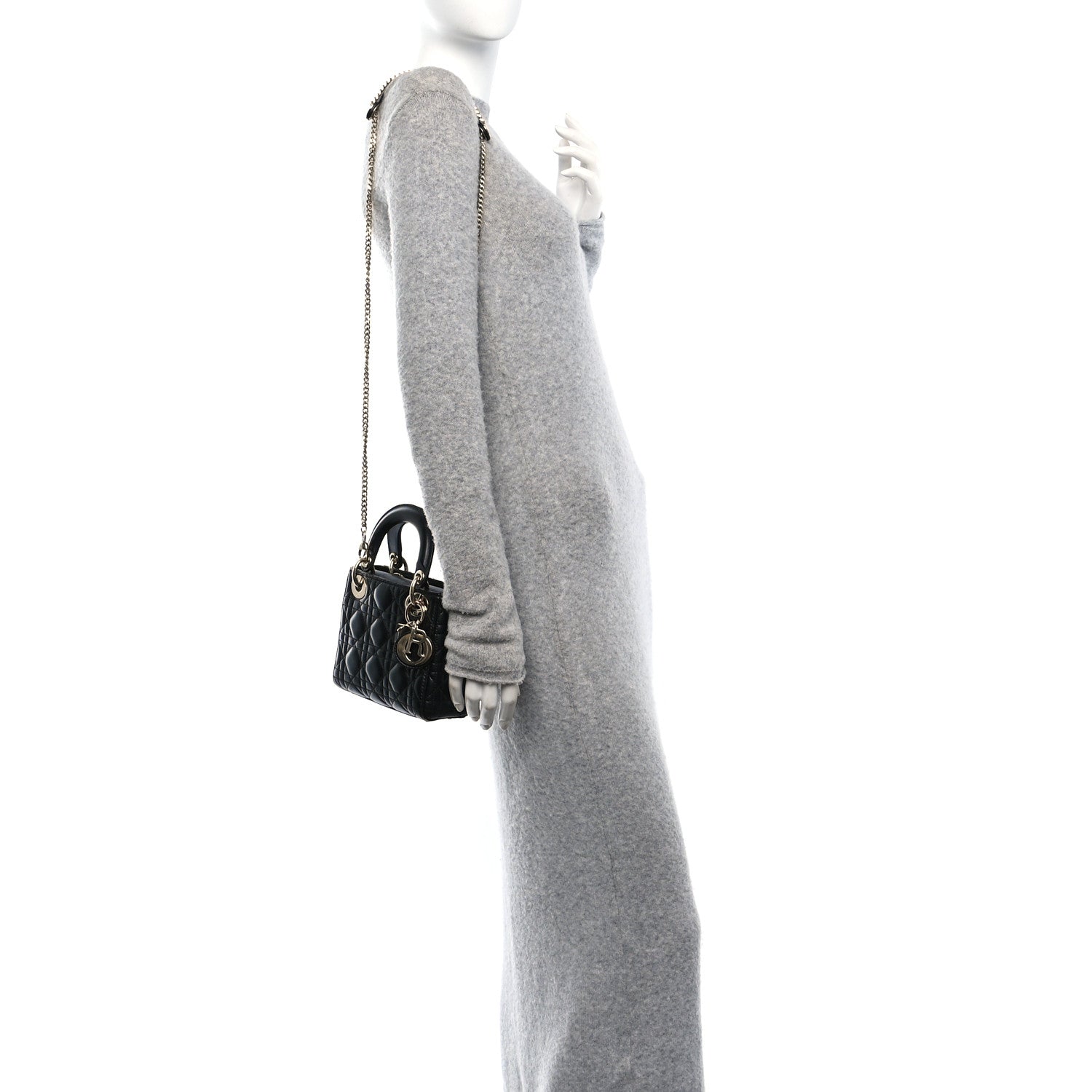 Christian Dior Lambskin Cannage Mini Lady Dior Black 2 of 11