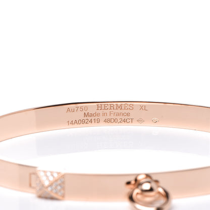 Hermes 18K Rose Gold Diamond PM Collier De Chien Bracelet XL 5 of 6