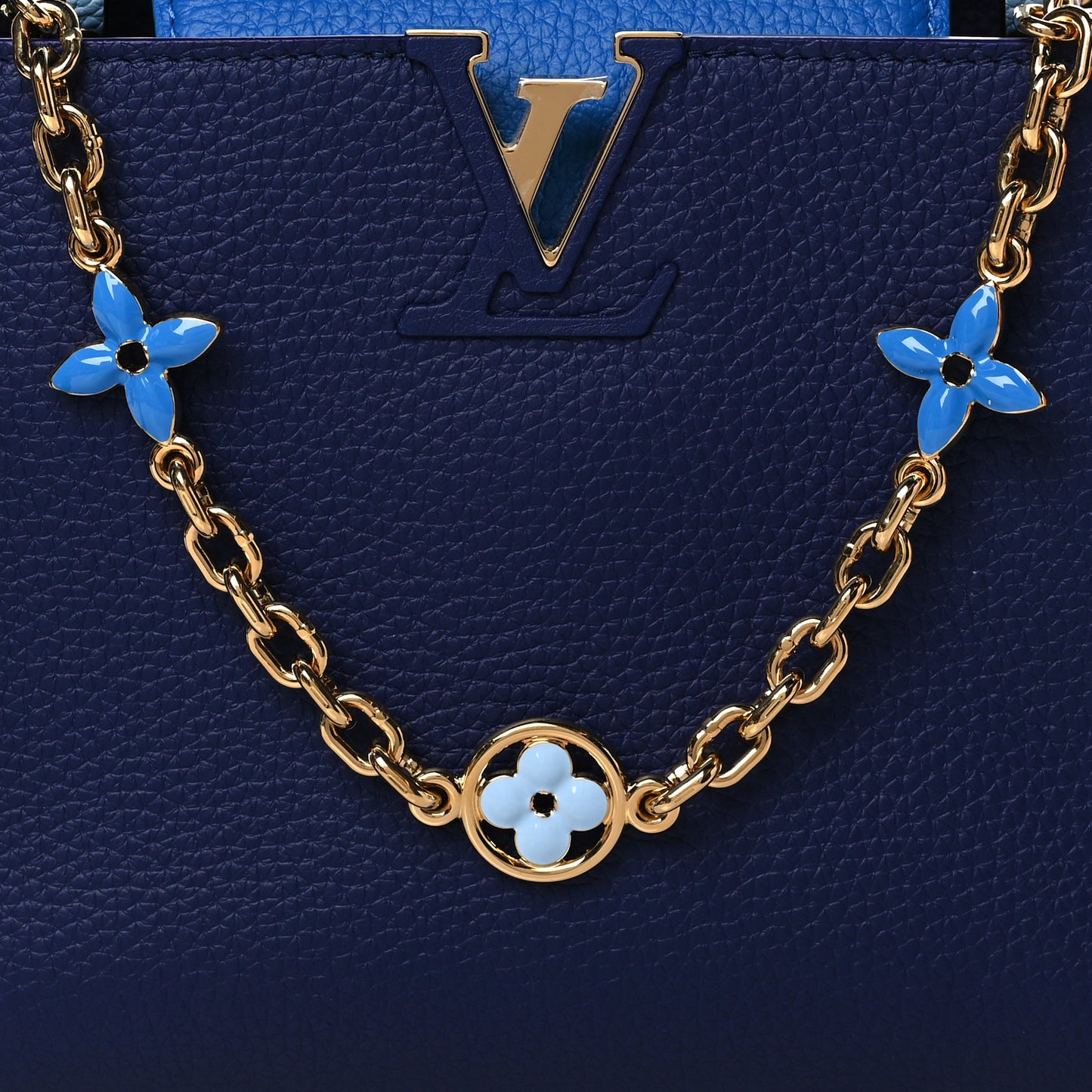 Taurillon Enamel Flower Chain Capucines BB Blue