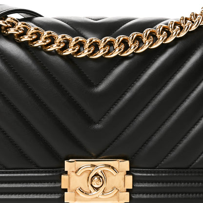 Chanel Lambskin Chevron Quilted Medium Boy Flap Black 8 of 10