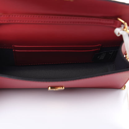 Fendi Vitello Cruise F is Fendi Bi-Color FF 1974 Embossed Envelope Belt Bag Maya Black Fragola 6 of 11