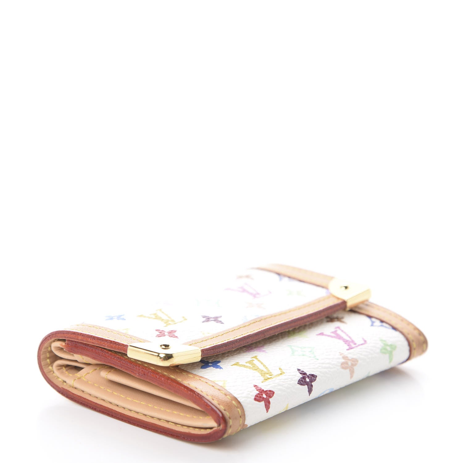 Louis Vuitton Monogram Multicolor Porte-Monnaie Plat Coin Purse White 5 of 10