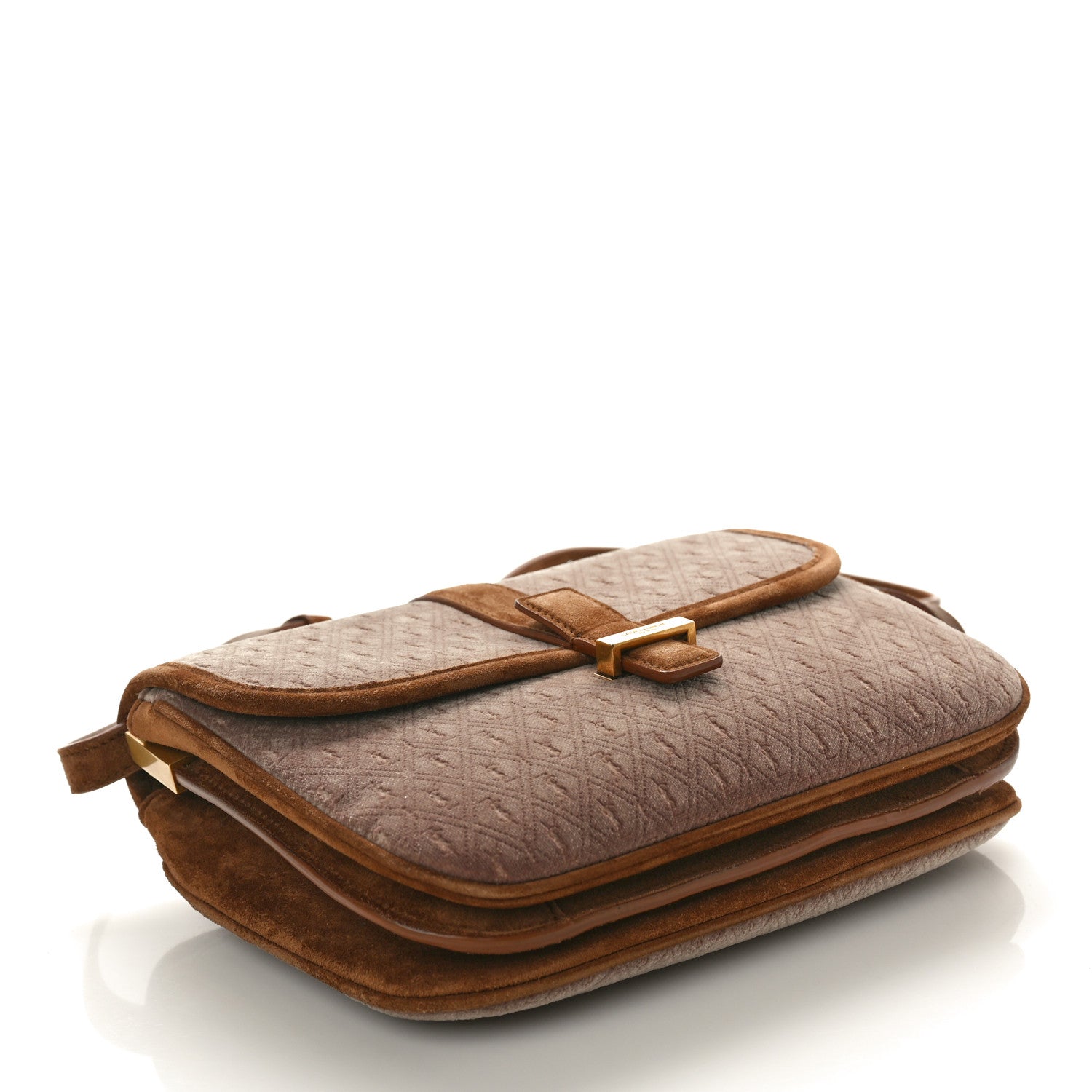 Saint Laurent Suede All-Over Monogram Small Le Monogramme Satchel Brown 4 of 10