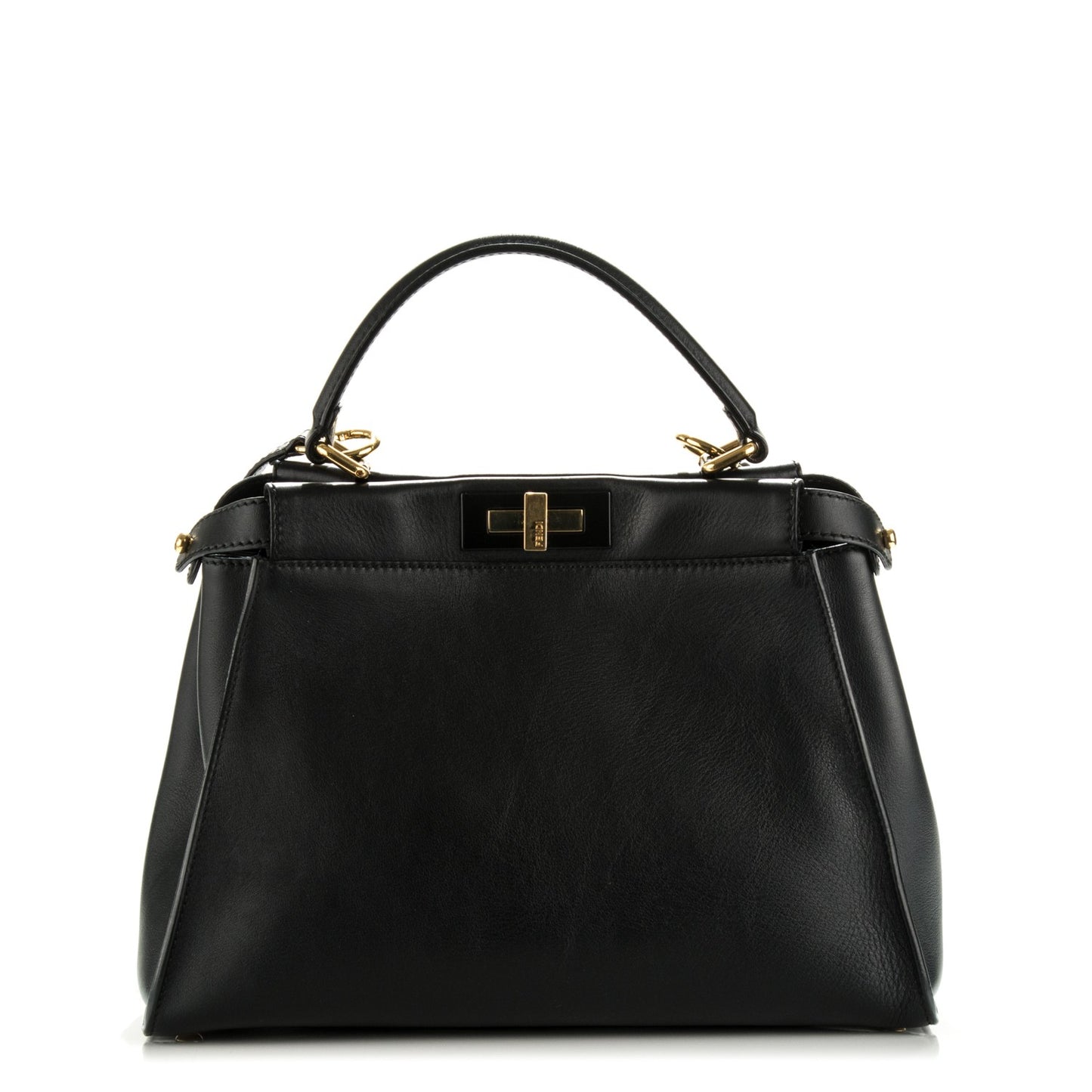 Vitello Seta Shiny Nappa Medium Peekaboo Iconic Satchel Black
