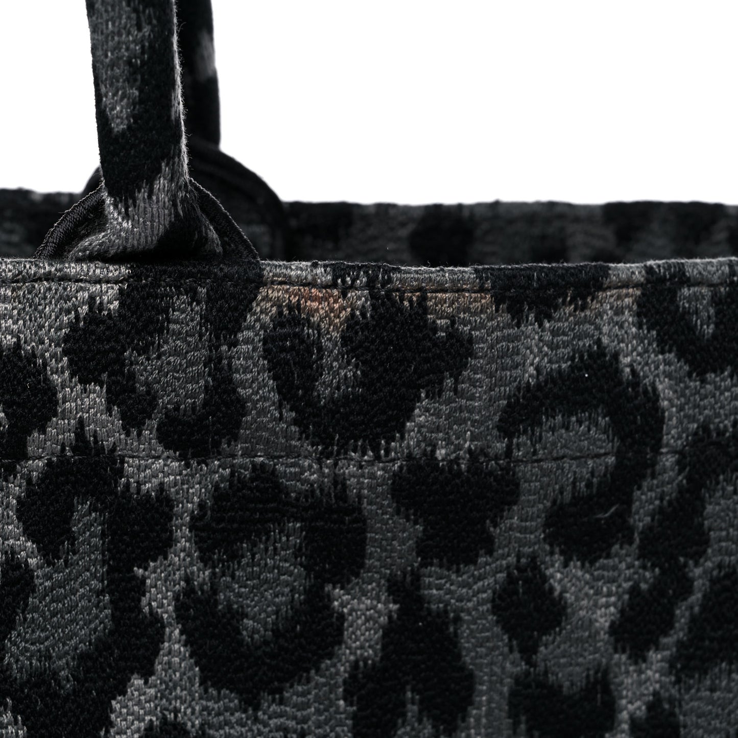 Canvas Mizza Embroidered Large Leopard Book Tote Grey