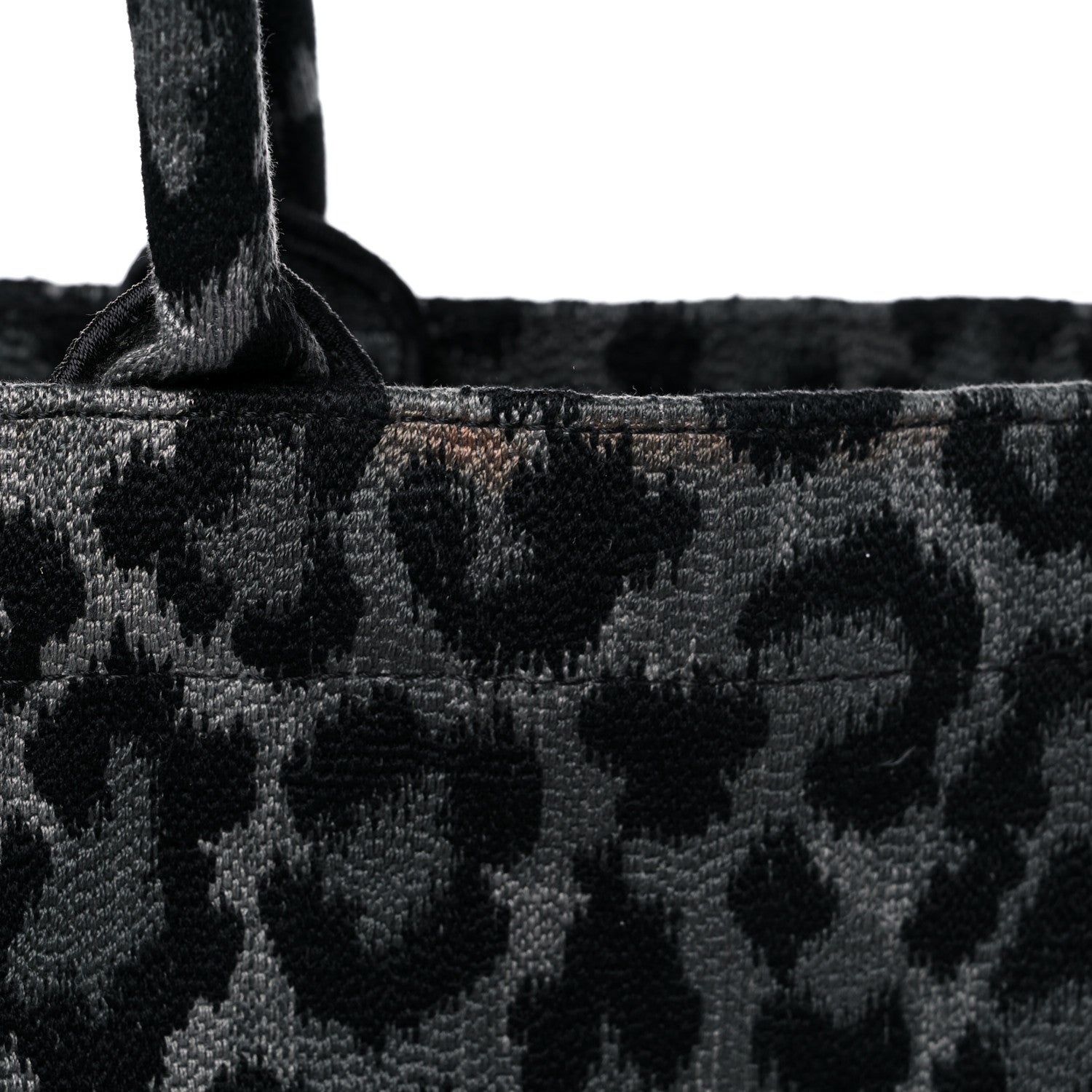 Christian Dior Canvas Mizza Embroidered Large Leopard Book Tote Grey 11 of 16