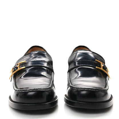 Hermes Glazed Calfskin Womens Monterey Loafers 36.5 Black 2 of 9