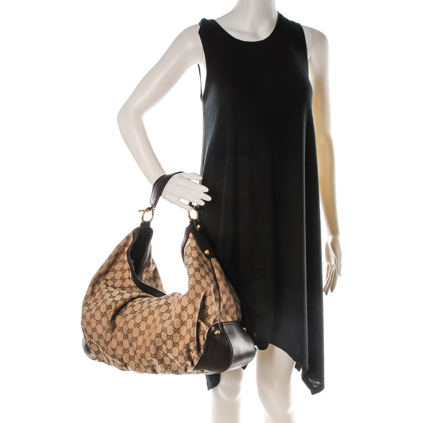 Gucci Monogram Large Jockey Hobo Dark Brown 2 of 8