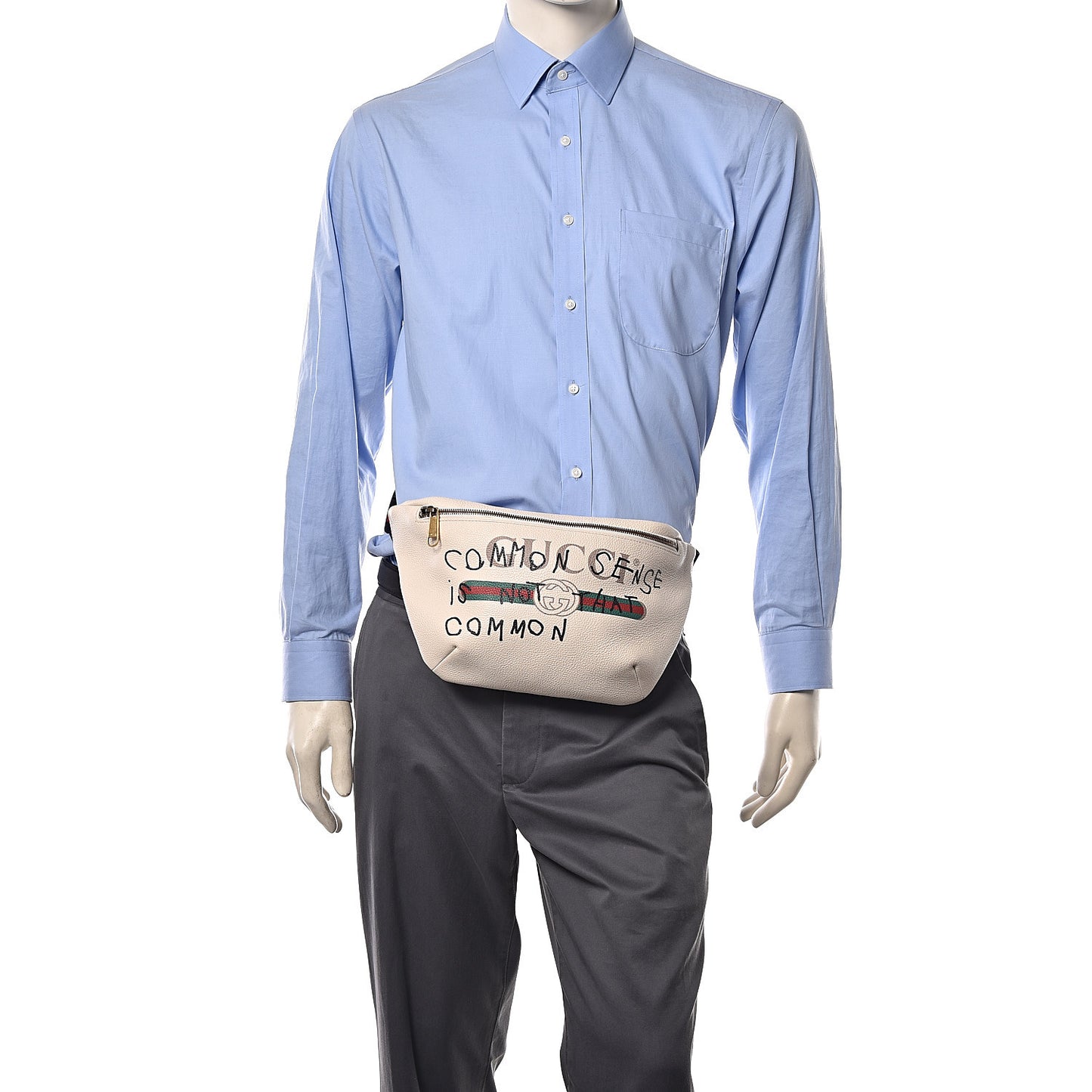 Grained Calfskin Coco Capitan Logo Belt Bag White