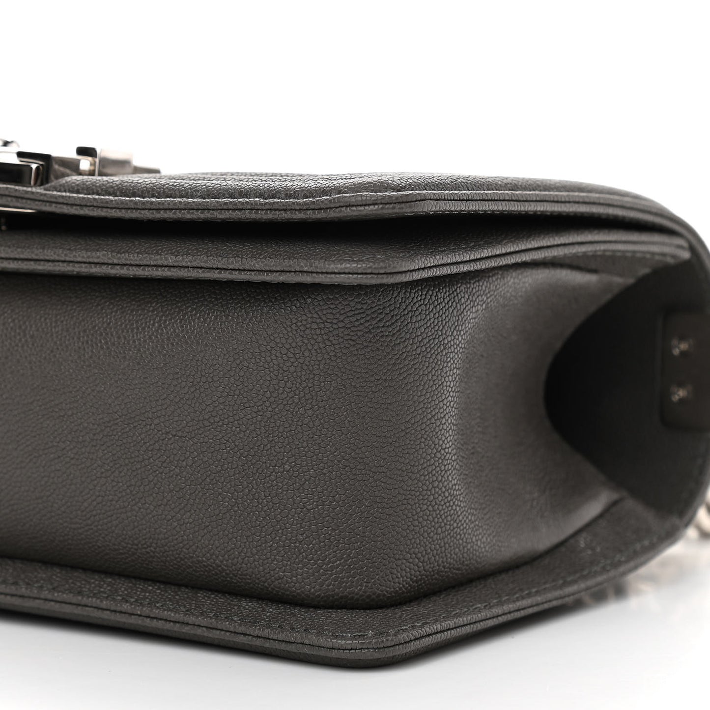 Caviar Quilted Small Boy Flap Dark Grey