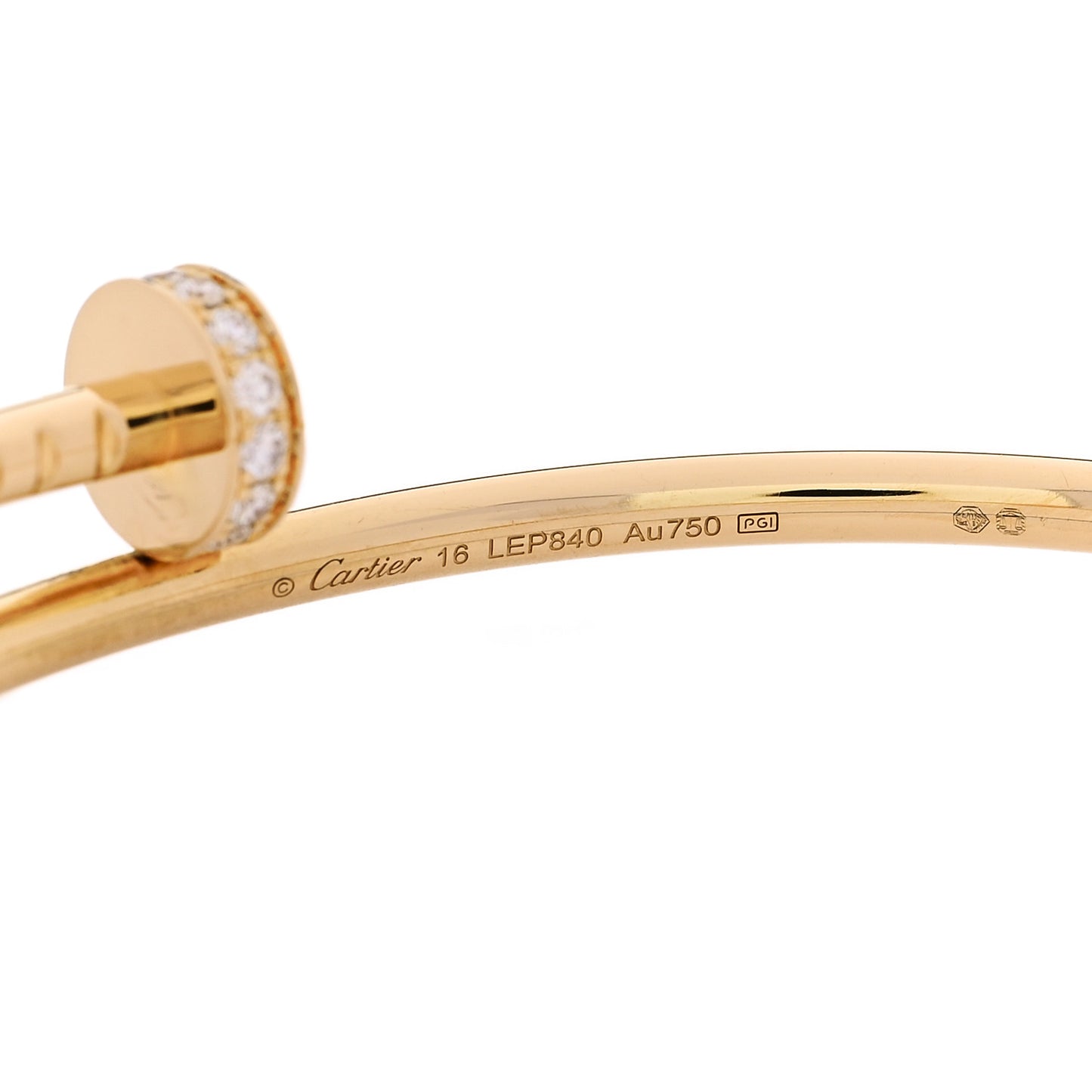 18K Yellow Gold Diamond Small Juste Un Clou Bracelet 16