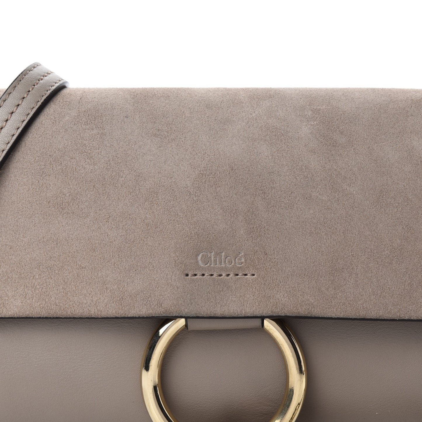 Suede Calfskin Small Faye Shoulder Bag Motty Grey
