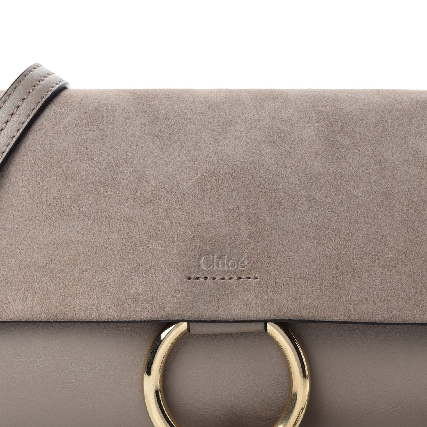 Chloe Suede Calfskin Small Faye Shoulder Bag Motty Grey 11 of 11