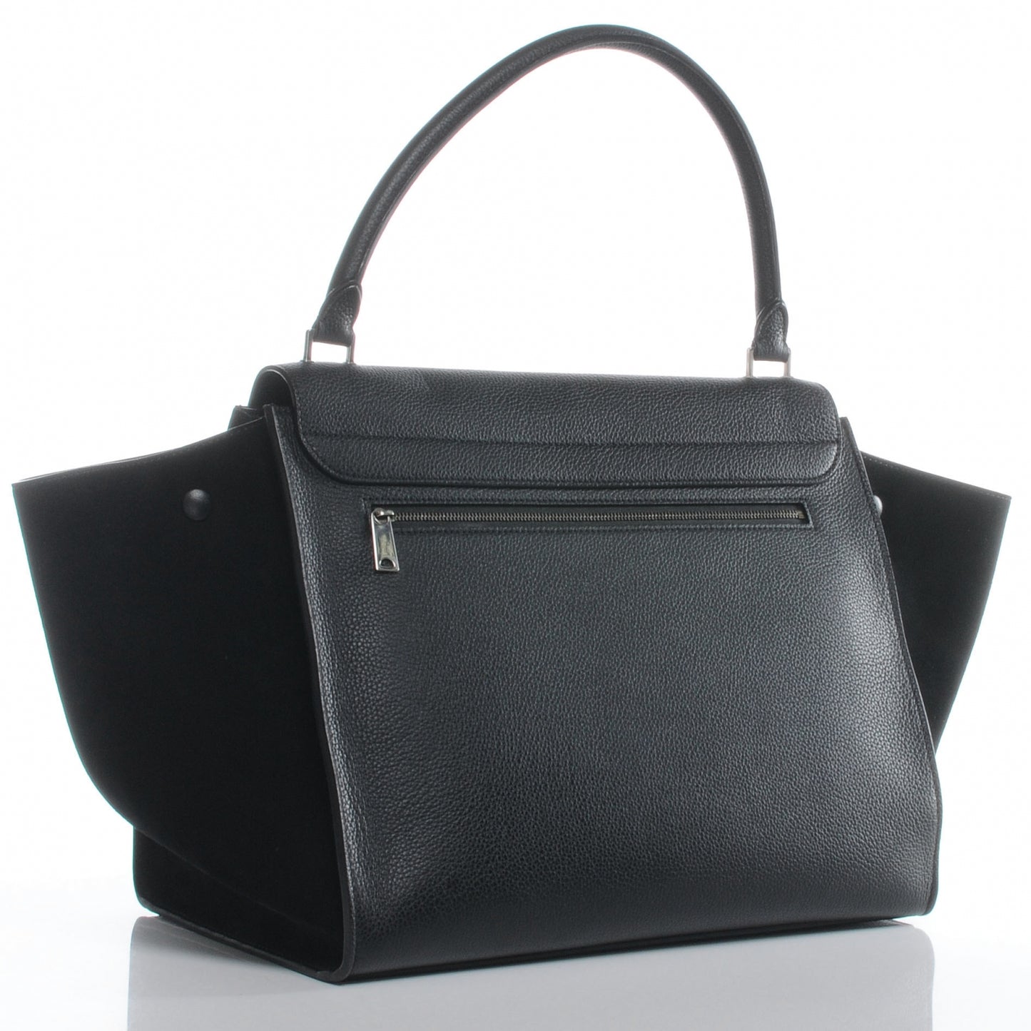 Drummed Leather Suede Large Trapeze Black