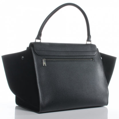 Celine Drummed Leather Suede Large Trapeze Black 3 of 7