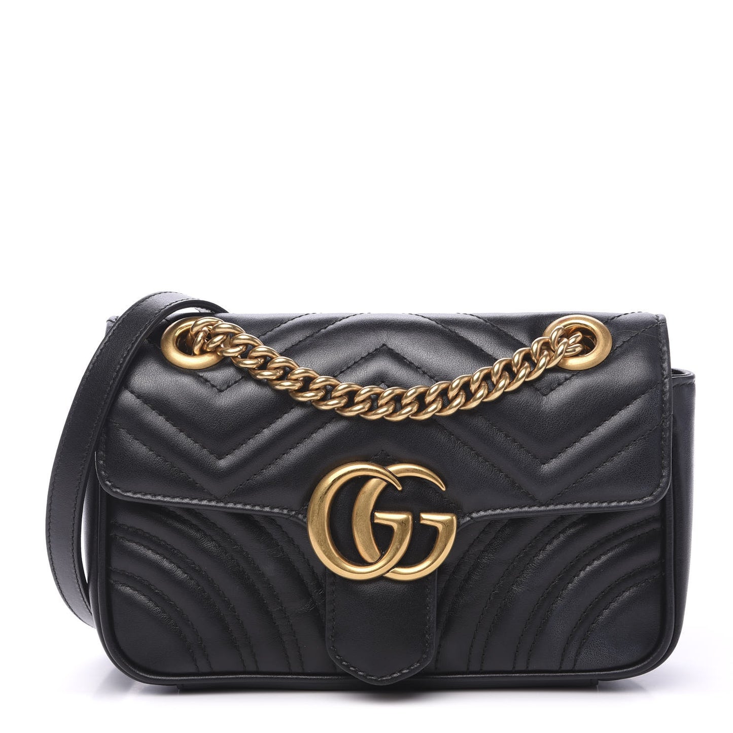 Calfskin Matelasse Mini GG Marmont Shoulder Bag Black