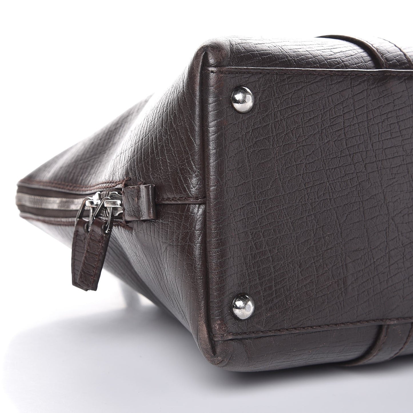 Textured Calfskin Shoulder Bag Dark Brown
