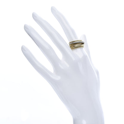 David Yurman 18K Yellow Gold Diamond 11mm Wide Crossover Ring 51 5.75 2 of 6