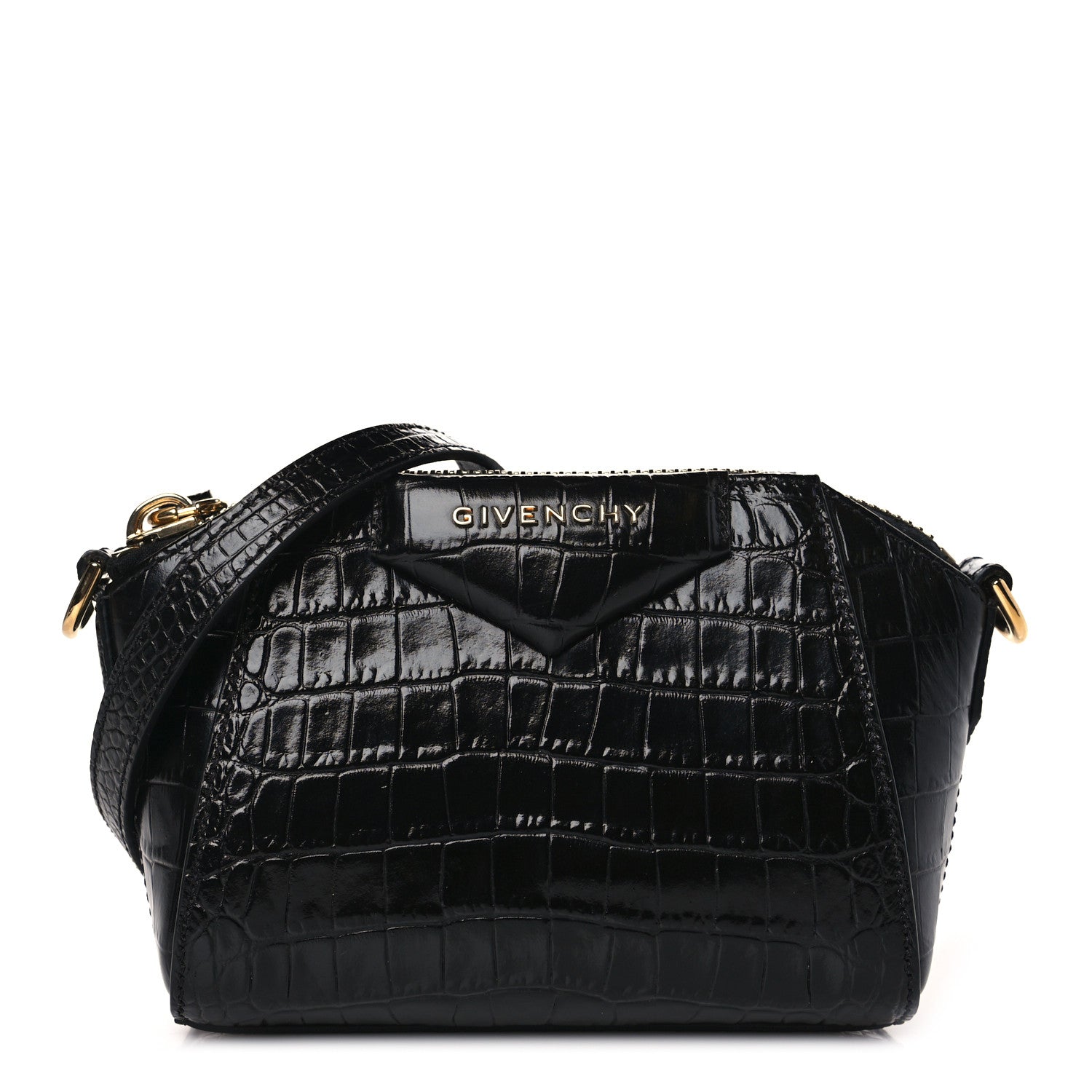 Givenchy Calfskin Crocodile Embossed Nano Antigona Black 1 of 8