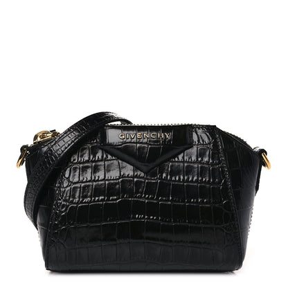 Givenchy Calfskin Crocodile Embossed Nano Antigona Black 1 of 8