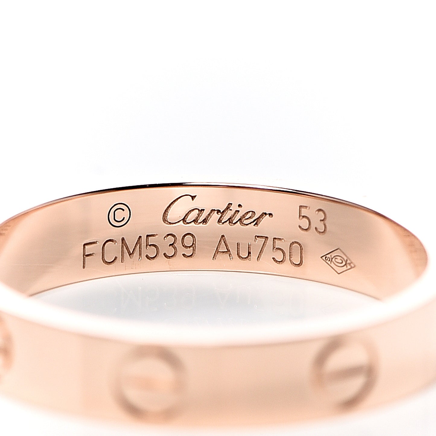 18K Pink Gold 3.5mm LOVE Wedding Band Ring 53 6.25