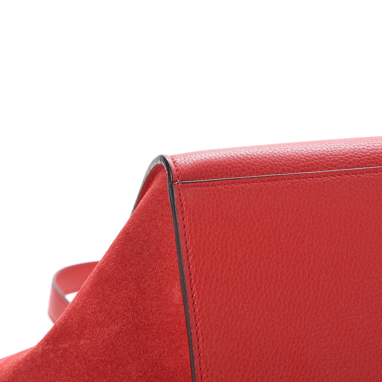 Drummed Calfskin Suede Medium Trapeze Coquelicot