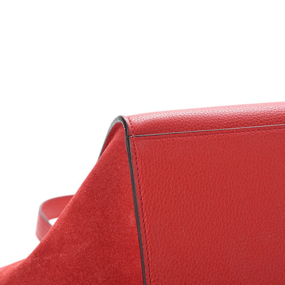 Celine Drummed Calfskin Suede Medium Trapeze Coquelicot 11 of 14