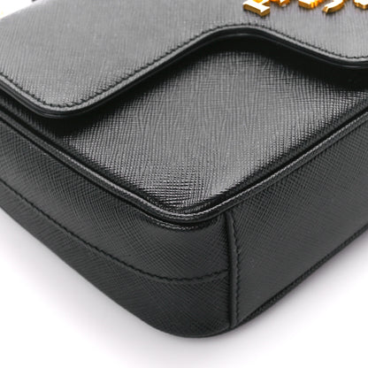 Prada Saffiano Flap Shoulder Bag Black 10 of 11