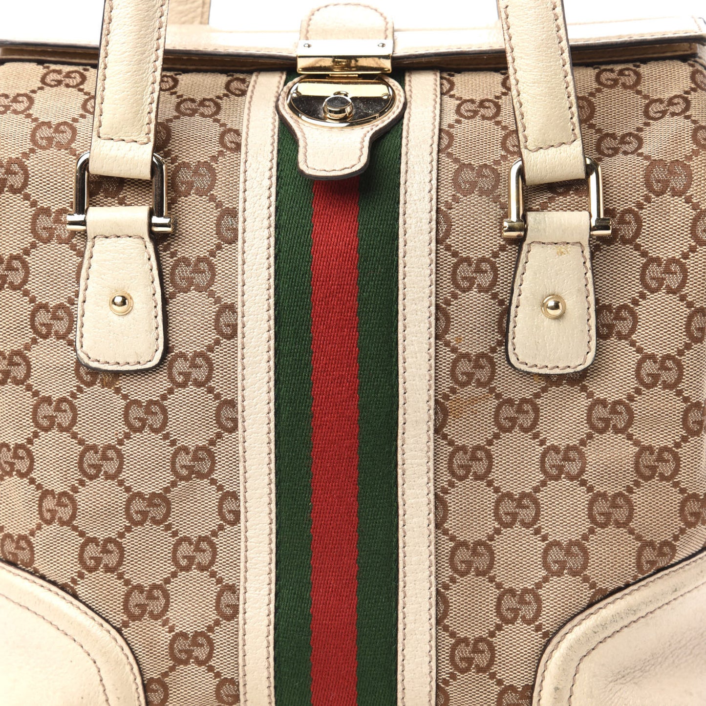 Monogram Web Treasure Boston Tote Off White