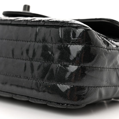 Chanel Patent Crumpled Calfskin Chevron Quilted Mini Rectangular Flap So Black 10 of 10