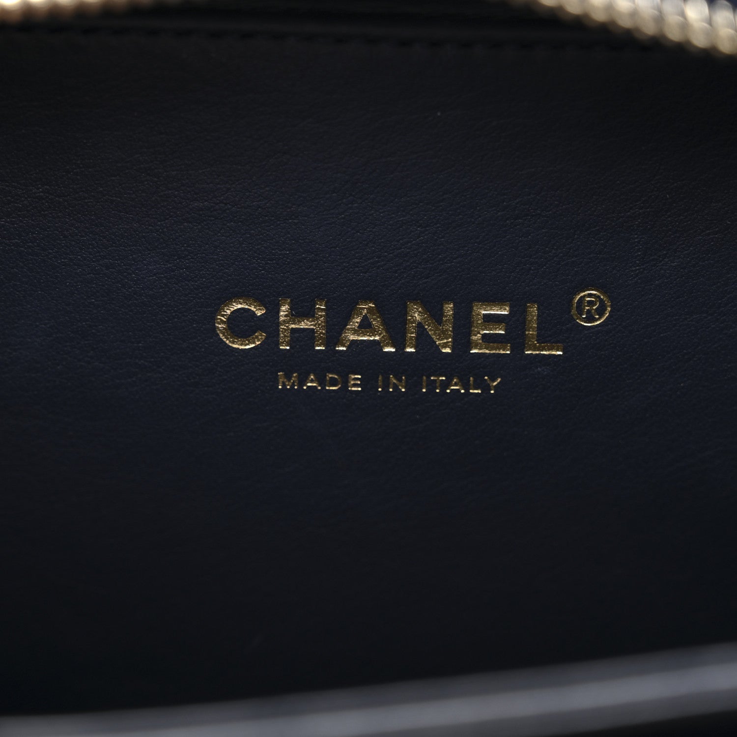 Chanel Jersey Quilted Small CC Filigree Vanity Case Blue Black Grey 6 of 10