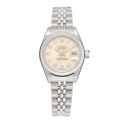 Rolex Stainless Steel 18K White Gold Diamond 26mm Oyster Perpetual Datejust Watch Silver 79174 1 of 4
