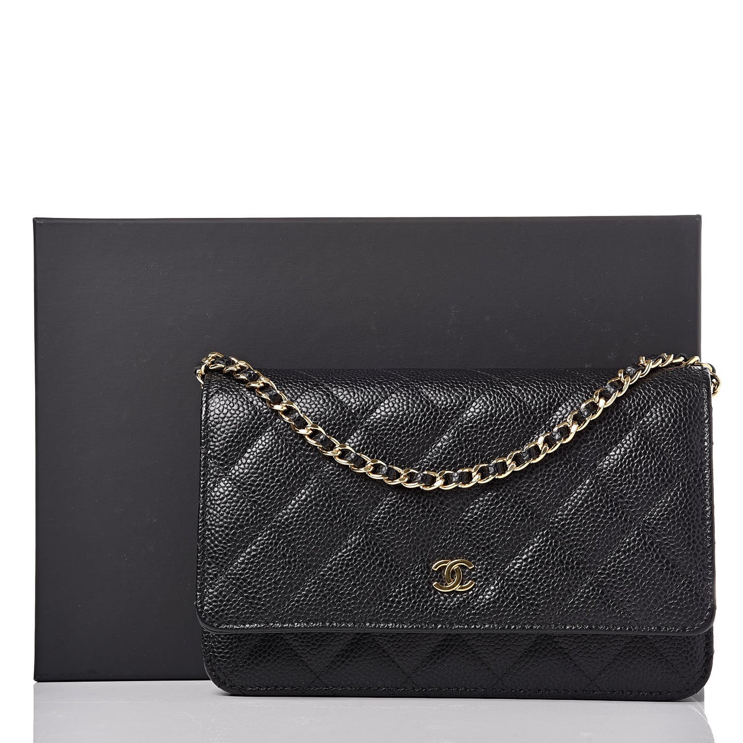 Caviar Quilted Wallet On Chain WOC Black