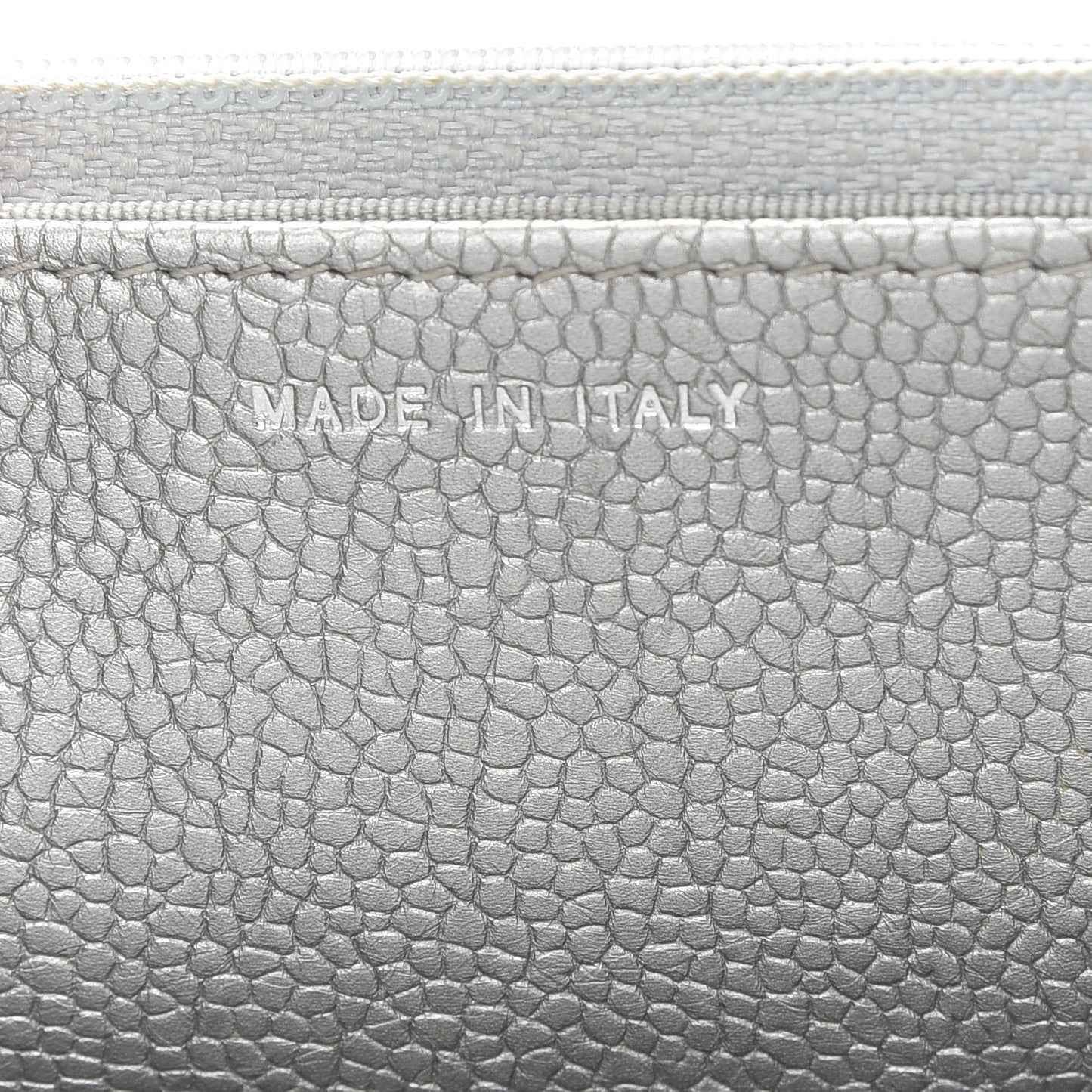 Metallic Caviar Quilted Wallet on Chain WOC Silver