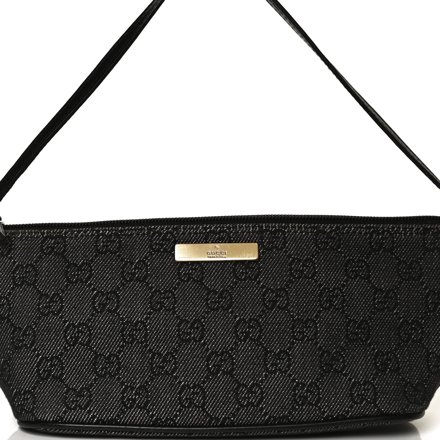 Gucci Denim Monogram Boat Pochette Black 8 of 11