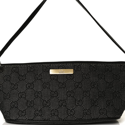 Gucci Denim Monogram Boat Pochette Black 8 of 11