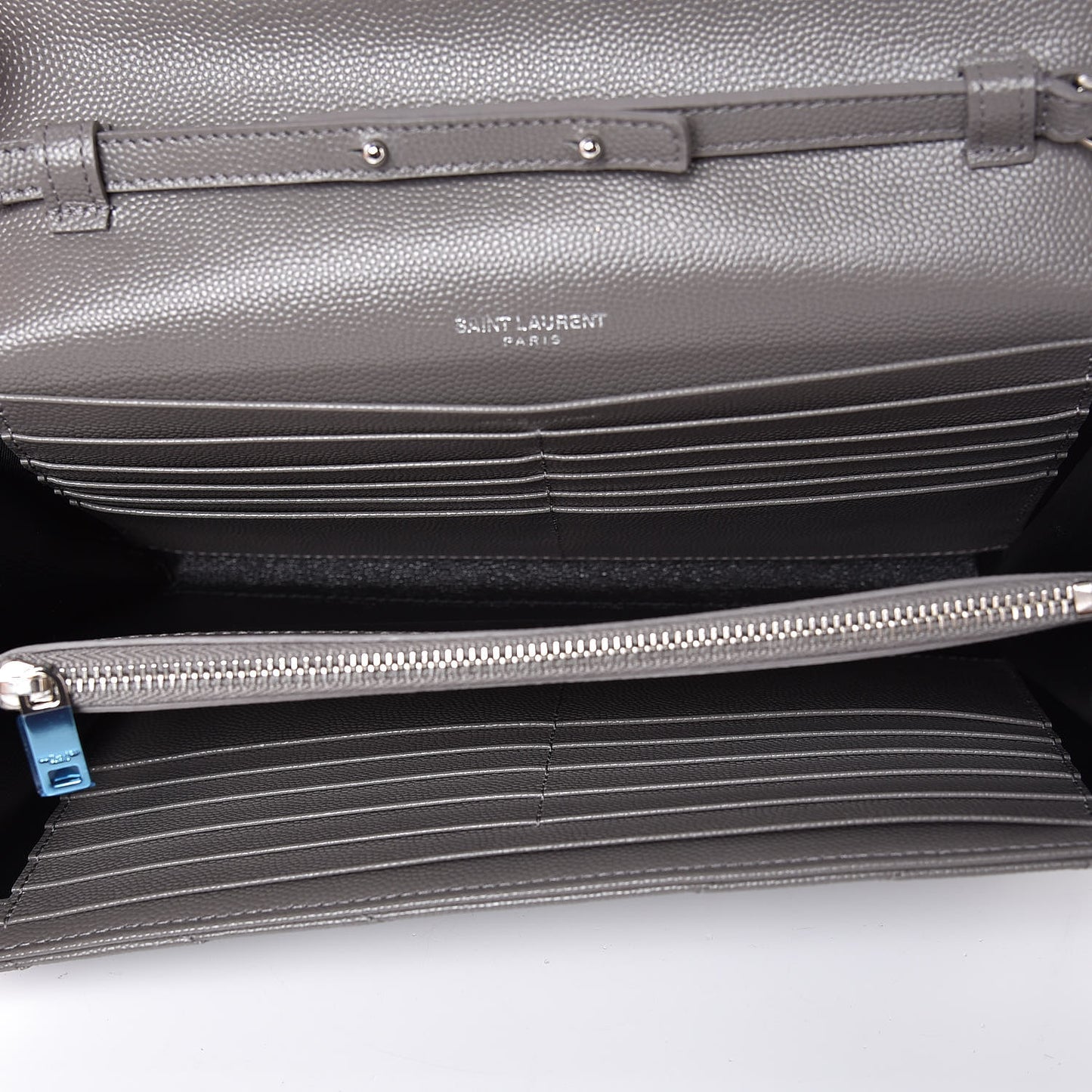 Grain De Poudre Matelasse Chevron Monogram Chain Wallet Grey