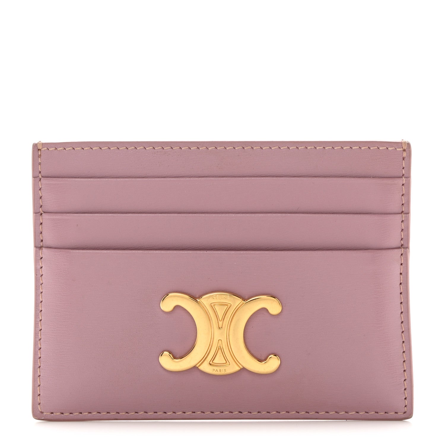 Celine Shiny Calfskin Triomphe Card Holder Petal 1 of 9