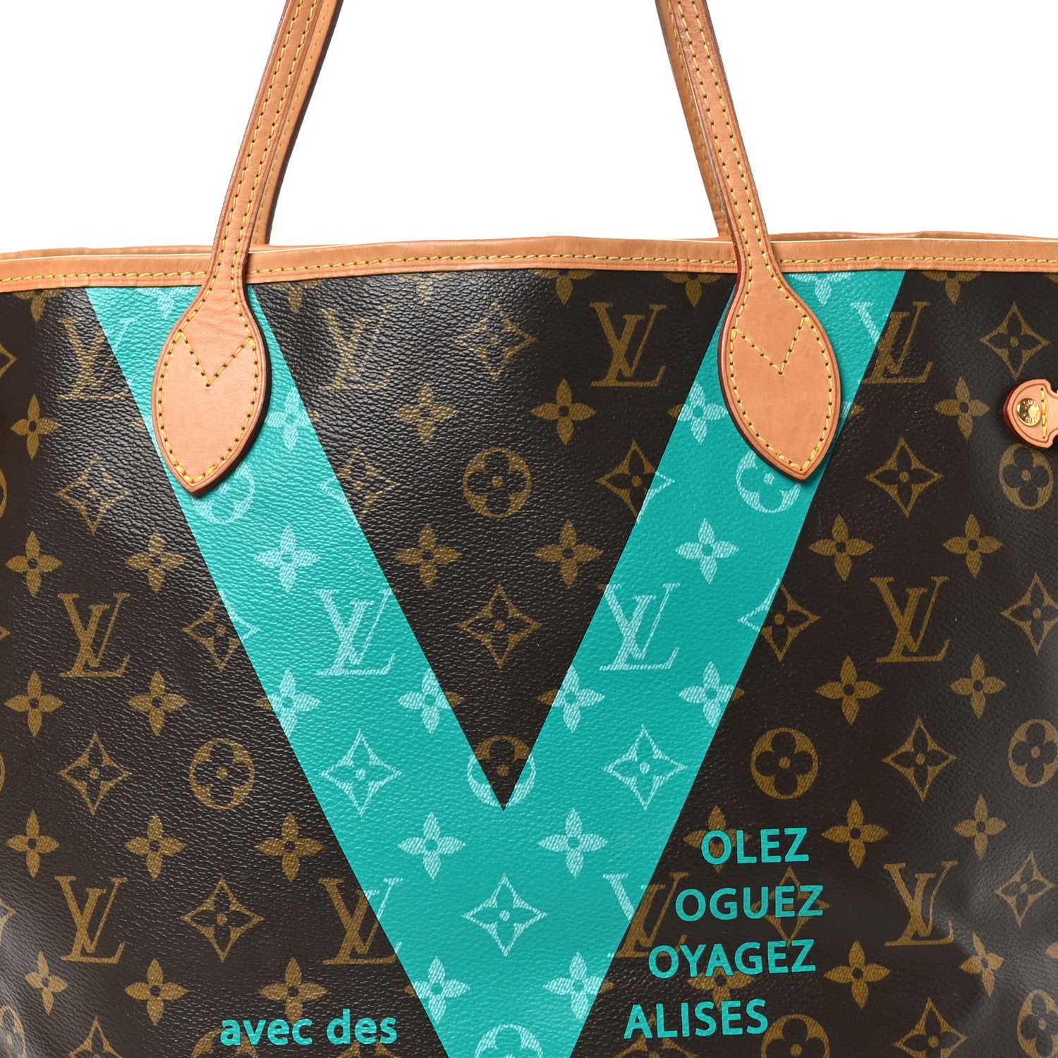 Louis Vuitton Monogram V Neverfull MM Turquoise 9 of 13