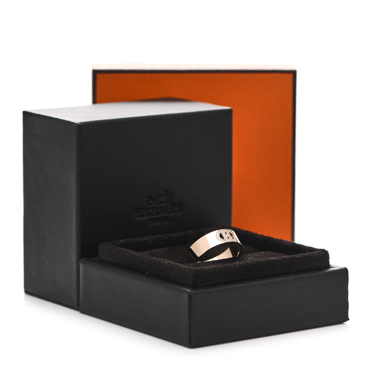 Hermes 18K Rose Gold Diamond PM H D'Ancre Ring 52 6 5 of 5