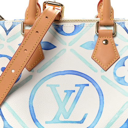Louis Vuitton Monogram Tiles By The Pool Speedy Bandouliere 25 Lagoon Blue 7 of 10