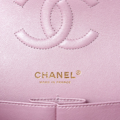 Chanel Iridescent Calfskin Quilted Medium Double Flap Light Pink 9 of 12