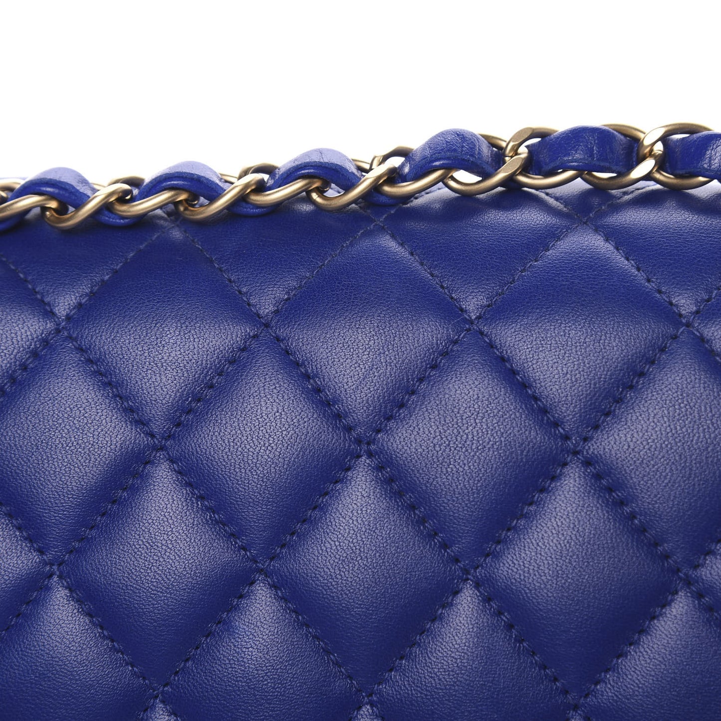 Lambskin Quilted Medium Double Flap Blue