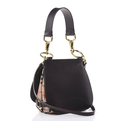 Burberry Haymarket Check Large Bridle Saddle Bag Dark Clove Brown 3 of 14