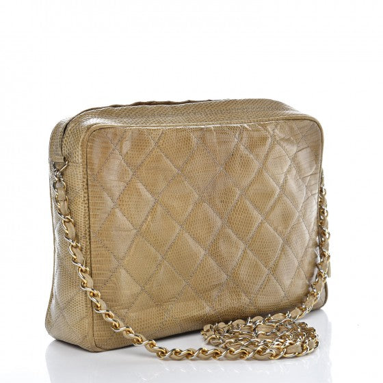 Chanel Lizard Quilted Tassel Camera Case Beige 3 of 14