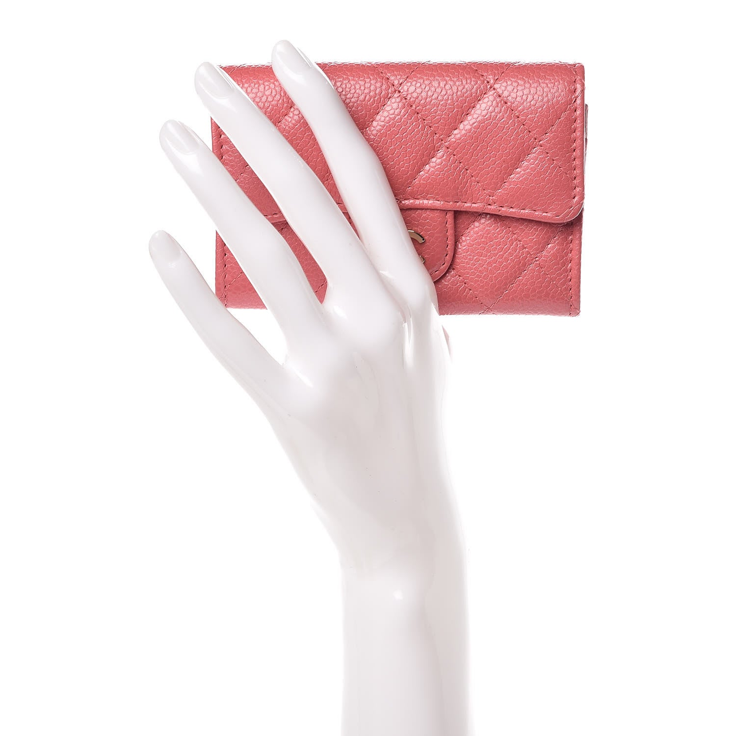 Chanel Metallic Caviar Quilted Flap Card Holder Pink 2 of 9